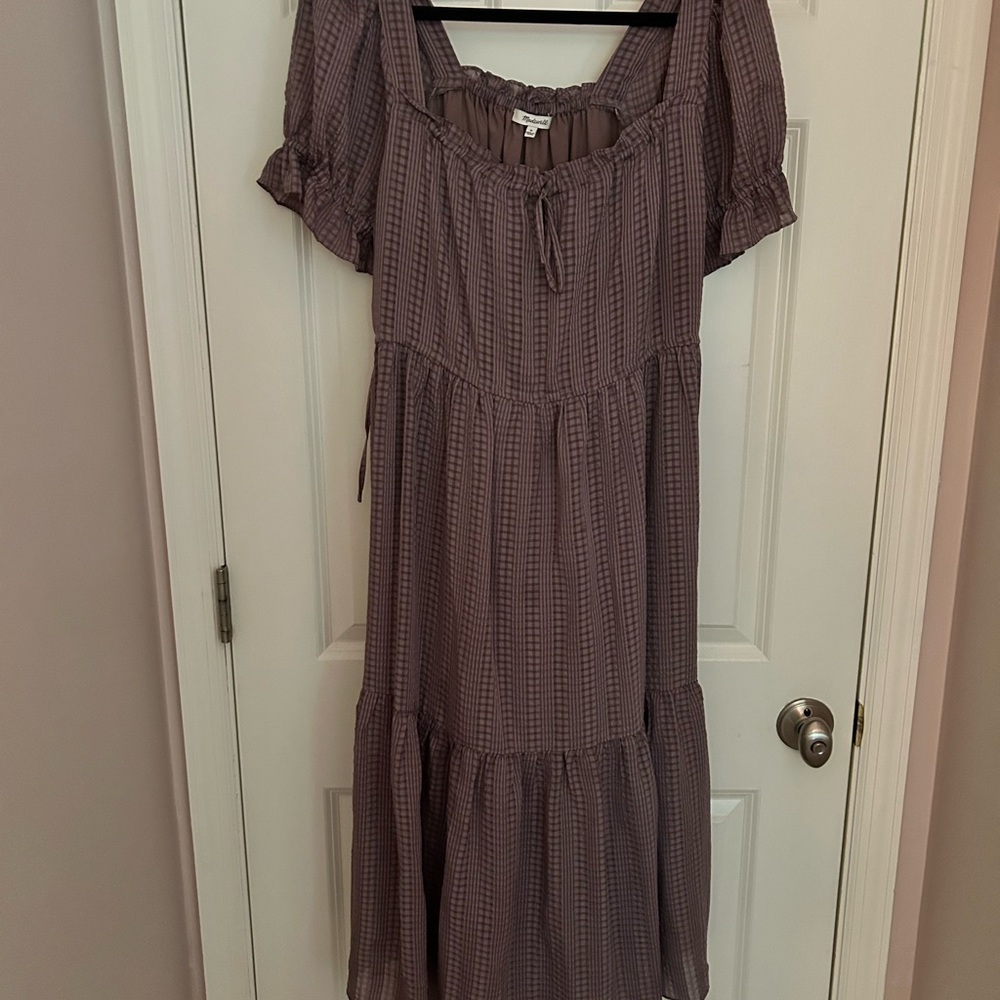Madewell Purple Midi Puff Sleeve Dress
